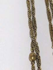 VTG Freirich Gold Tone Chain Necklace With Stationed Oval Metal Beads 54″. FLAW