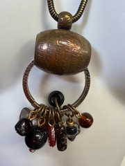 Vintage Necklace Marjorie Baer SF Pendant Mixed Metal Bead Cha Cha 28 in