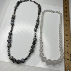 H1 Lot Lucite Acrylic Tan Resin Stones Beaded Taupe 70s Glam Retro Boho Hippie