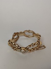Vintage Barclay Costume Gold Tone Clear Rhinestone Round Link Bracelet Old Money