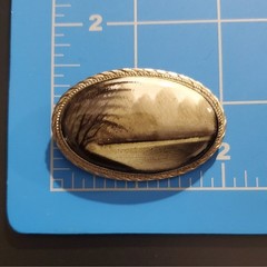OOAK Artisan Landscape Brooch Signed 2×1.5″ inches One-of-a-kind Vintage