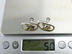Vintage Gilt Front Sterling Silver Deco Style Leaf Screw Back Earrings 5g .75 In