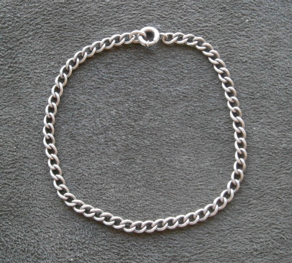 Dainty Close Curb Small Link Vintage Sterling Silver Padlock Bracelet 7.5″ ~4.8g