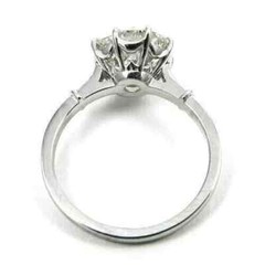 Art Deco Vintage Round Cut Lab Created Diamond 14K White Gold FN Engagement Ring