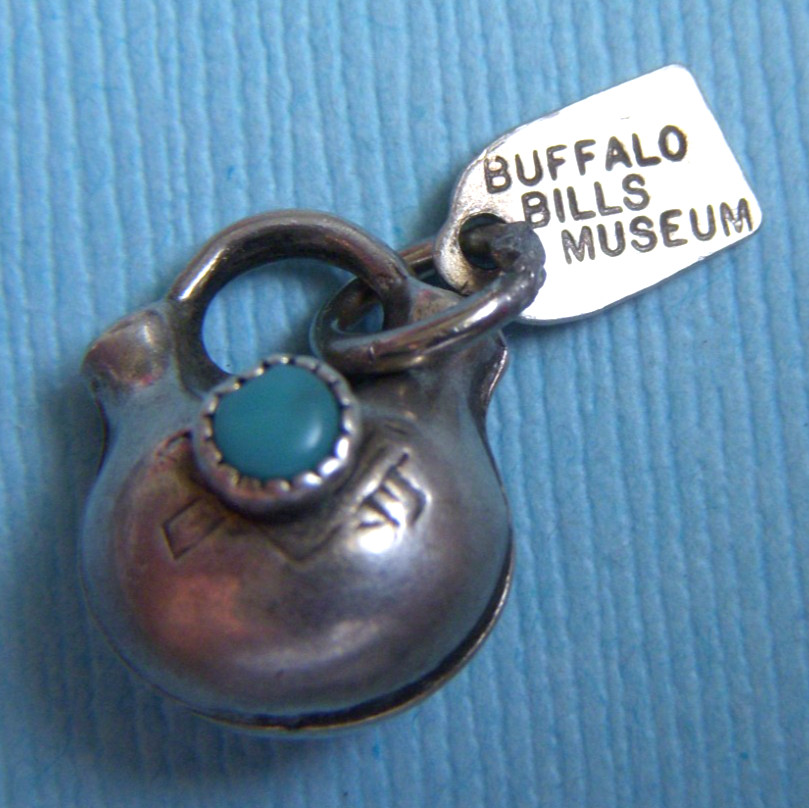 Vintage Native American pottery Buffalo Bills Museum turquoise sterling charm
