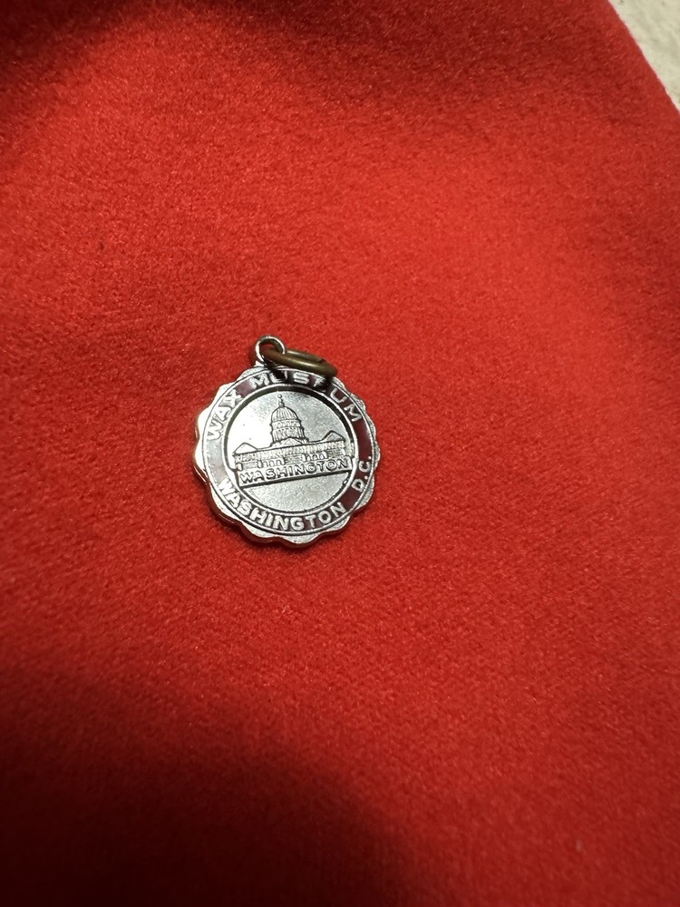 Sterling Silver 925 Washington D.C. Round Charm Pendant • Signed • No Stone
