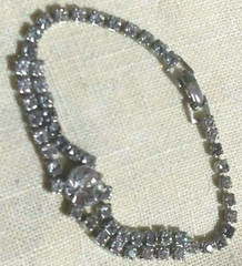 True VTG Bracelet Estate 6.25″ Clear Rhinestone 1940’s – 1950’s MCM Safety Clasp