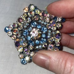 Vintage Juliana “BOOK PIECE” AB Crystal Starburst Brooch & Clip Earrings #1355
