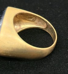 Vtg Signed Glow By Sheila Fajl Thailand Dark Blue Aventurine Ring