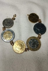 Vintage Milor 14k Yellow Gold Italian Coin Bracelet 7 In