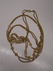 Monet Signed Double Chain 56 in Long Station Necklace Gold Tone Older Clasp VTG