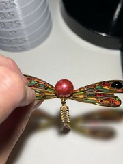 VTG Joan Rivers Stained Glass Crystal Plique-a-Jour Dragonfly Brooch Pin