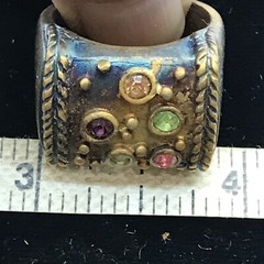 Vintage 18K HGE Plated Multi Color Crystals Unique Bold Look Ring varied sizes