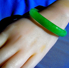 EARTH MINED Imperial Green color Jadeite JADE Deco Antique old Bangle Bracelet