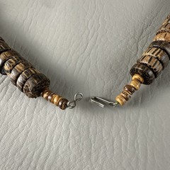 Vintage Giraffe Necklace Pendant Hand Carved Wood Bead Tribal Safari 30″