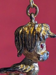 Vintage Gold Toned Lion Pendant Charm Red Rhinestones Eyes – No Chain Included