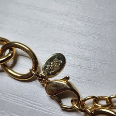 Vintage Joan Rivers Signed Gold Tone Necklace Statement Big Oversized Links Adj
