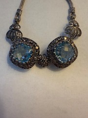 Sterling Silver Blue Topaz Bracelet, Signed DGS 925 Turkey