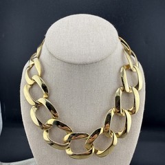 Vintage Chunky Necklace Gold Tone 17” Heavy 80s