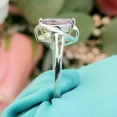 Silver Marquise Amethyst Filigree Ring-925-10.5mm Stone-1TCW-February-Elegant-