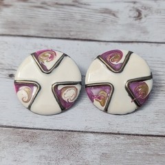 Vintage Stud Earrings For Pierced Ears Retro Circular Extra Large