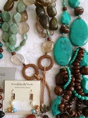 VTG Jewelry Lot Turquoise Green Earthy Colors Boho Necklaces Bracelets Resellers