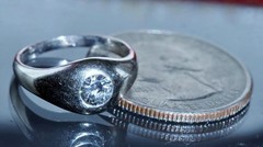 14k white gold ring 0.33ct natural diamond sz 4.5 solitaire antique 3.64gr N3622