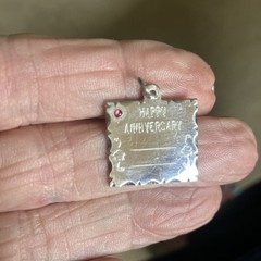 Vintage 925 Sterling Silver Happy Anniversary Wedding Love Charm, engrave-able!