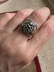 Vintage Sterling And 10k Gold Grape Leaf Ring Size 7.25