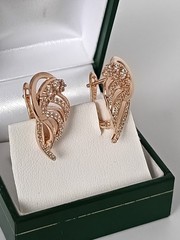 Vintage 1990-s 14 Ct Rolled Gold Zircons Earrings-Hallmarked 585 RG