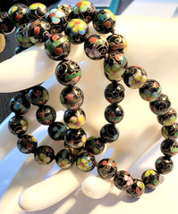Vintage Asian Cloisonne Collection, 21 in. Necklace, Hinged Bracelet & Earrings