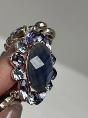 Vintage Lavender Periwinkle Acrylic & Rhinestone Statement Necklace 17”