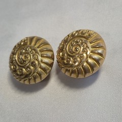 Shirt Studs Collar Stud Cufflinks 14k Gold Plated Very Fine Repouse Nautilus