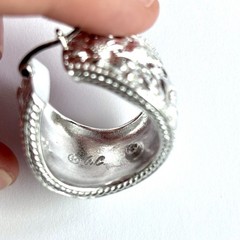 Arthur Court Aluminum Hoop Earrings 1.1 In Scrollwork Wide Discontinued Jewelry