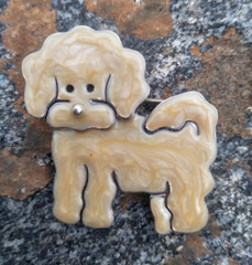 Vintage AJH Poodle Dog Brooch 1.25in Swirl Enamel 925 Sterling Anne Jane Harvey