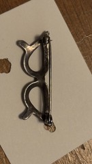 Antique Sterling Silver/Marcacite Cat Eye Glasses Brooch/Pin Stamp 925 Art Deco