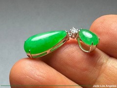Water Drop Rich Apple Green Jadeite Jade 18K white Gold Diamond Pendant 11.68ct