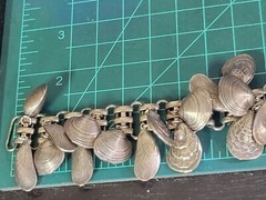 AS IS VINTAGE NAPIER EUGENE BARTOLLI SEASHELL CHARM BRACELET SILVER TONE