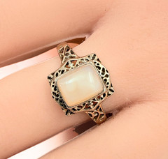 Vintage Sterling Silver MOP Mother of Pearl Cut Out Filigree Ring Size 10