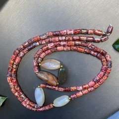 Vintage Necklace Agate Estate Jewelry Pre-Owned Hippie Beaded Boho Red Brown