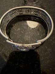 Psco vintage rhodium plated deco Edwardian open back pink Czech stone cut /open