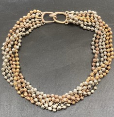 LES BERNARD Necklace Vintage 6 Strand Tricolor ball chain 16.5” drapes