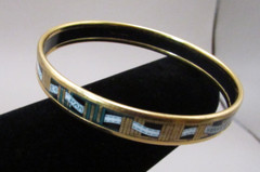 Vintage Hermes Paris Gold Enamel Bangle Bracelet with Box – Size 66 (KB-14)