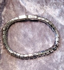 LES BERNARD Vintage Aqua Marine Rinestone Tennis Bracelet Collectable