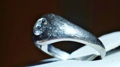 14k white gold ring 0.33ct natural diamond sz 4.5 solitaire antique 3.64gr N3622