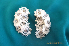VINTAGE 50s SOFT PLASTIC & RHINESTONE FLOWER EAR-CLIMBER EARRINGS