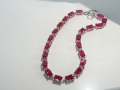 Sterling Silver 925 Lab Created Pink Ruby Tennis Bracelet 8″