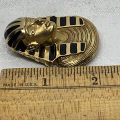 Vintage Signed Erwin Pearl Gold Enamel King Tut Egyptian Revival Brooch Pendant