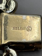 Vintage Selini Panel Bracelet Clown Jester Abstract Modernist Silver Tone 5 Link