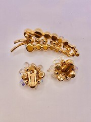 Vintage JULIANA D&E Pin and Earrings With Aurora Borealis Rhinestones BOOK PIECE